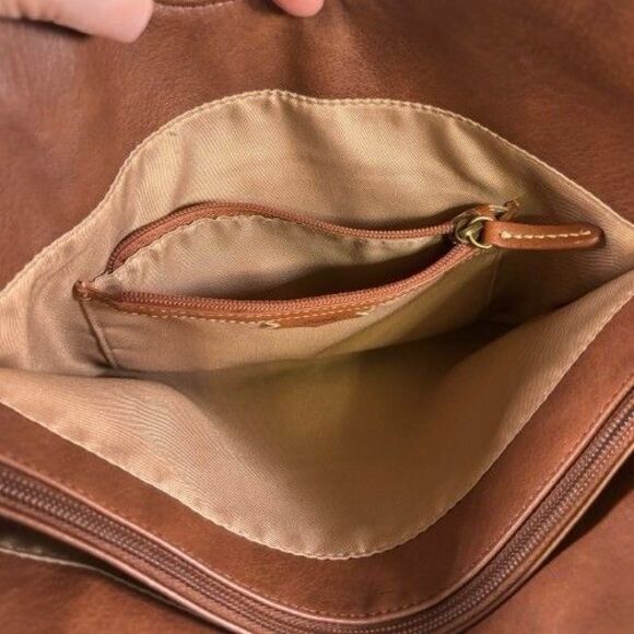 The Sak Sierra Brown Tooled Leather Shopper Tote Shoulder Bag Purse w/Tassel - Picture 10 of 16